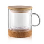 Glass cofee cups with bamboo lid