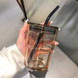 2022 new style double wall glass tumbler  with straw 2022 new style double wall glass tumbler  with straw