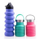 Collapsible Silicone Water Sports Bottle with handle Collapsible Silicone Water Sports Bottle with handle