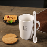 Ceramic Coffee mug with handle and bamboo lids