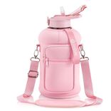 Half Gallon Water Bottle with Sleeve and Straw