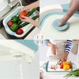 Custom Vegetable Washing Basket Silicone Dish Tub Foldable Chopping Board with Colander for BBQ Prep/Picnic/Camping Blue Custom Vegetable Washing Basket Silicone Dish Tub Foldable Chopping Board with Colander for BBQ Prep/Picnic/Camping Blue