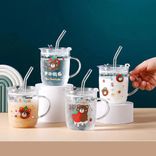 Lovely Fruit glass mug with straw Lovely Fruit glass mug with straw