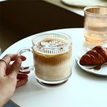 Vertical Striped Glass Coffee Cup