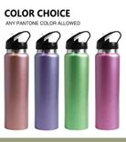 Slim stainless steel sport water bottle with straw