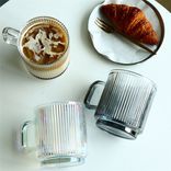 Vertical Striped Glass Coffee Cup