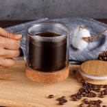 Glass cofee cups with bamboo lid