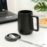 custom wholesale purchase high quality easy clean thick ceramics wide mouth tumbler mug with handle for coffee/tea/milk 250ml ~500ml Black