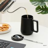 custom wholesale purchase high quality easy clean thick ceramics wide mouth tumbler mug with handle for coffee/tea/milk 250ml ~500ml Black