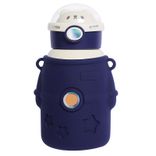 Stainless Steel (18/8Pro) 316 children young girl/boy with straw&Silicone cover vaccum insulated water bottle Wide 500ml ~ 1000ml Cobalt