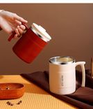 Stainless Steel (18/8Pro) newest office coffee mug with straw and foldable spoon Wide 500ml ~ 1000ml Seagrass